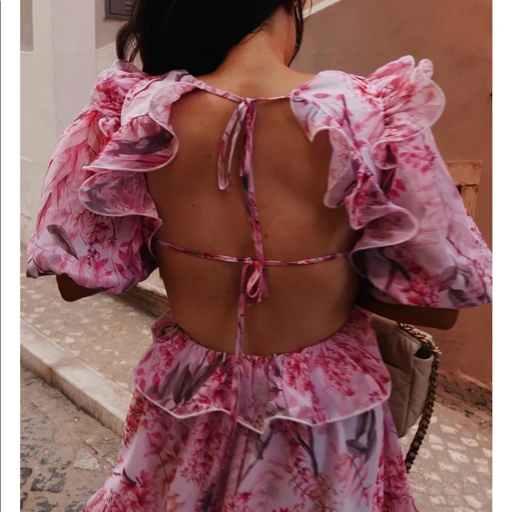 Floral Pink Ruffle Dress - Picture 2 of 6